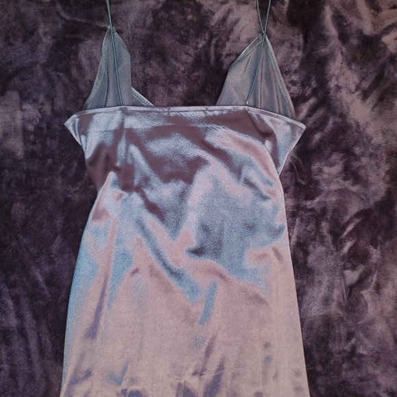 Peacock Blue Cami Draped Crossover Slip Dress - Picture 11 of 14